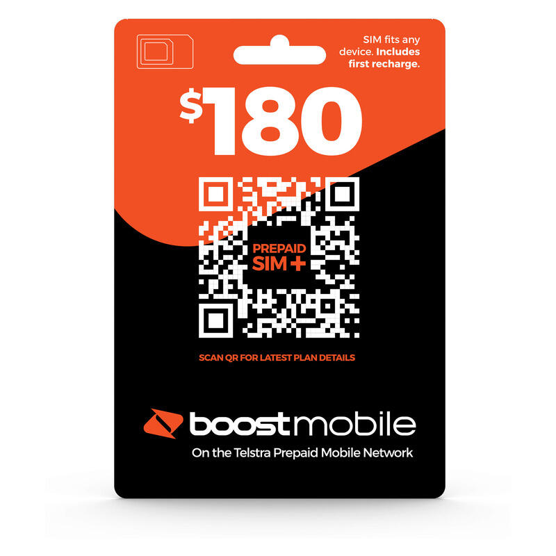 Boost Mobile Pre-Paid Starter SIM Card - Preloaded with $180