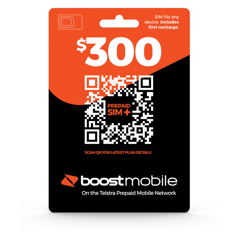 Boost Mobile Pre-Paid Starter SIM Card - Preloaded with $300