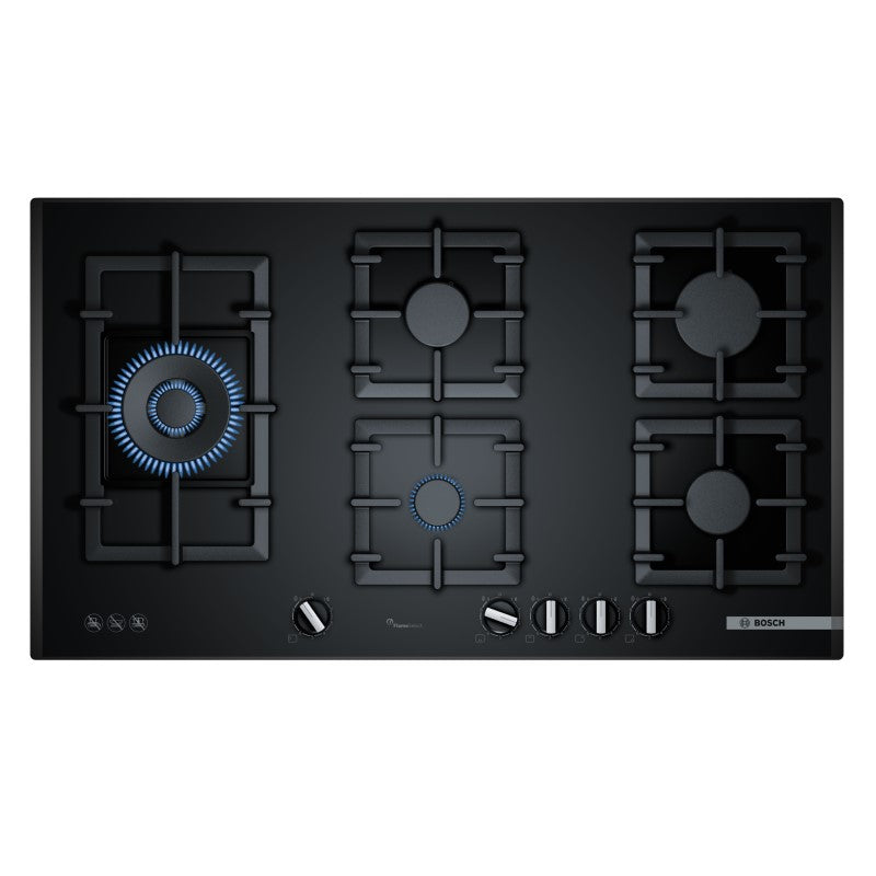 Bosch 90cm 5 Burner Gas Cooktop - Black Glass (Series 6)