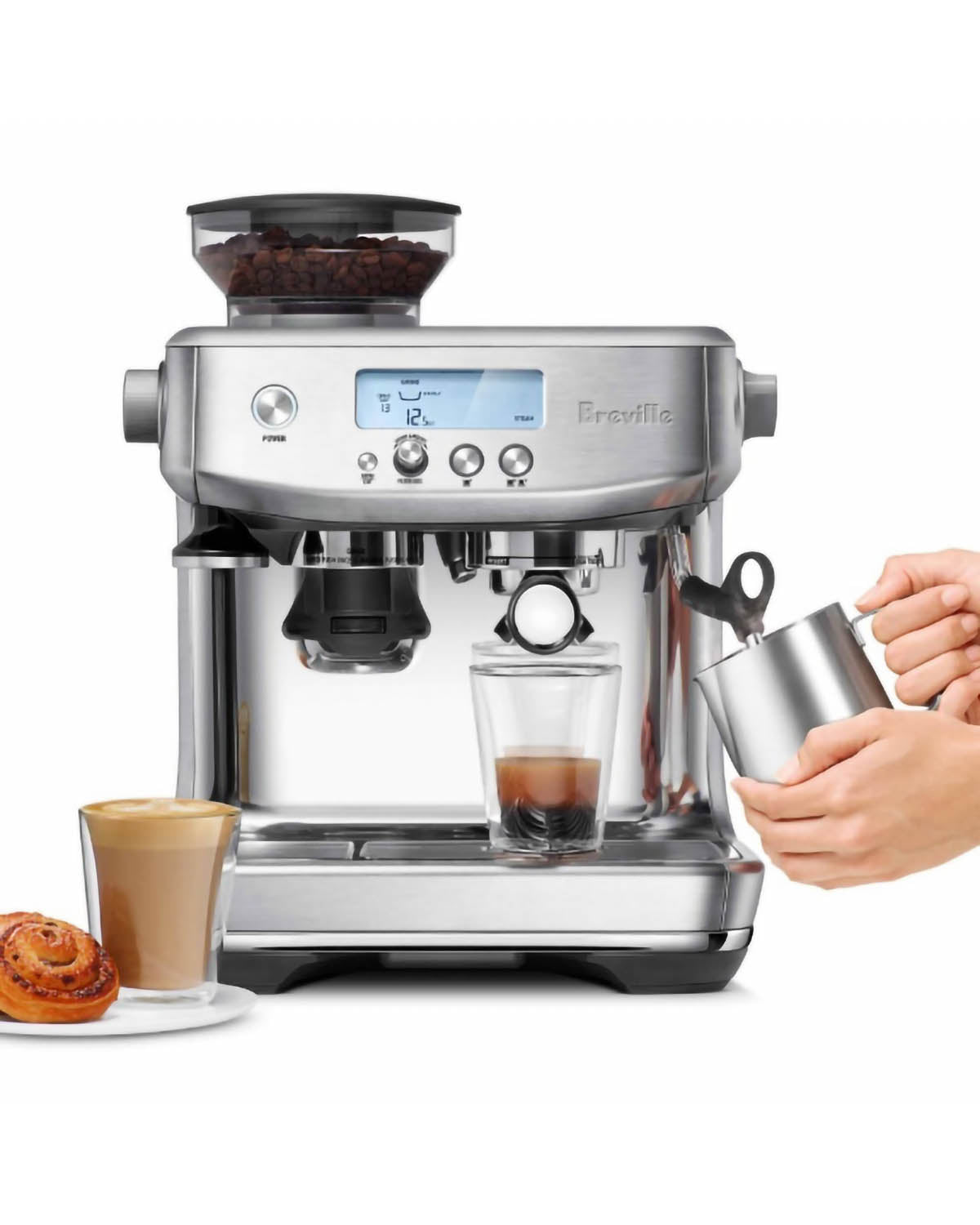 BREVILLE THE BARISTA PRO  MANUAL ESPRESSO  MACHINE  BRUSHED SS