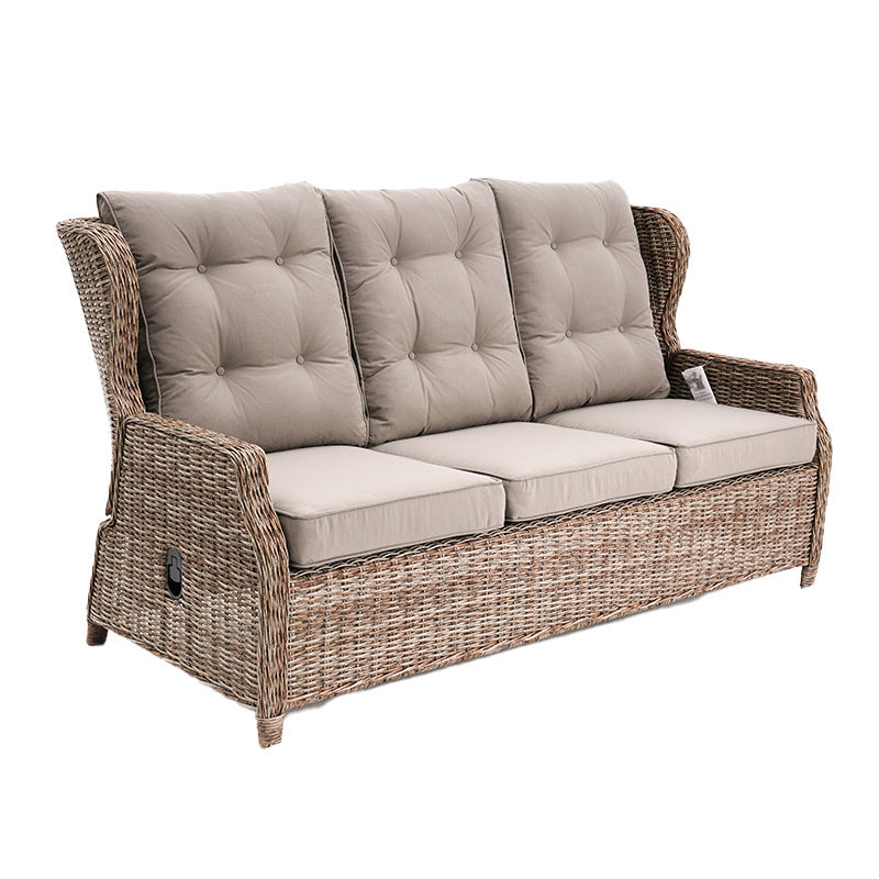Buenos Aires 4 Piece Outdoor Recliner Sofa Set with Lift Ceramic Tabletop - Marina/Taupe