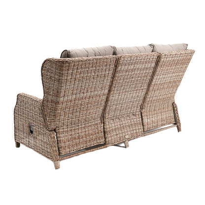 Buenos Aires 4 Piece Outdoor Recliner Sofa Set with Lift Ceramic Tabletop - Marina/Taupe