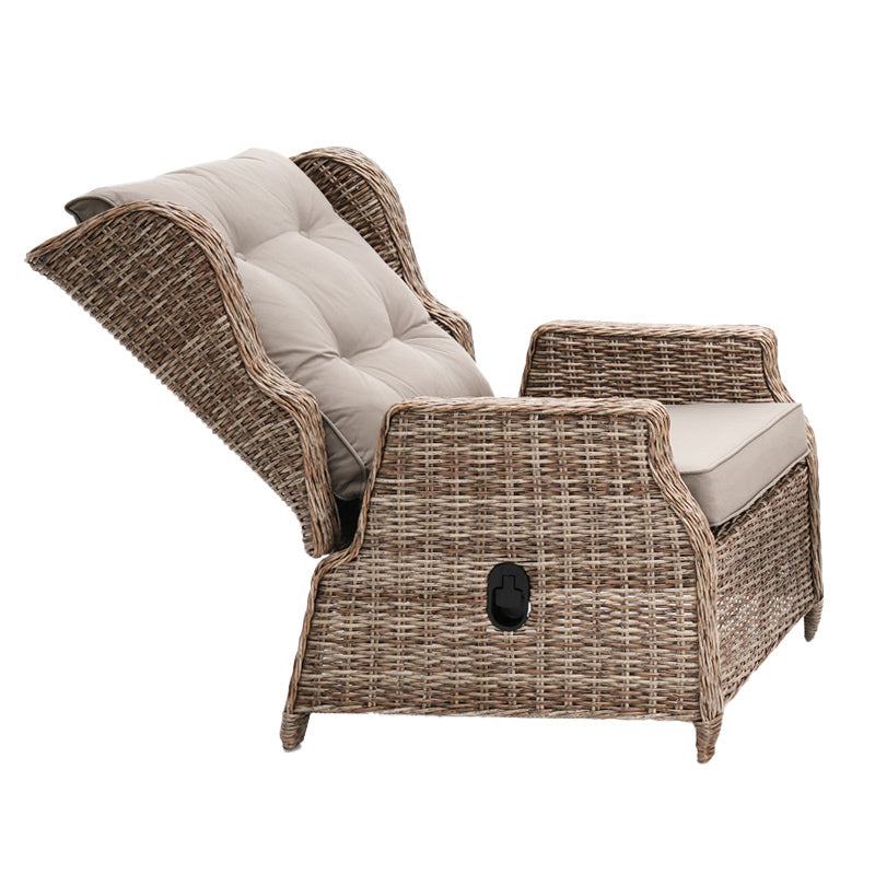 Buenos Aires 4 Piece Outdoor Recliner Sofa Set with Lift Ceramic Tabletop - Marina/Taupe