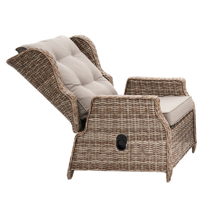 Buenos Aires 4 Piece Outdoor Recliner Sofa Set with Lift Ceramic Tabletop - Marina/Taupe