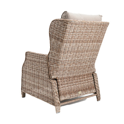 Buenos Aires 4 Piece Outdoor Recliner Sofa Set with Lift Ceramic Tabletop - Marina/Taupe