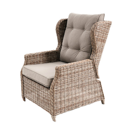 Buenos Aires 4 Piece Outdoor Recliner Sofa Set with Lift Ceramic Tabletop - Marina/Taupe