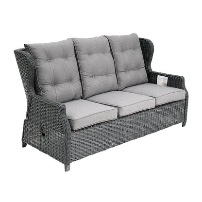 Buenos Aires 4 Piece Outdoor Recliner Sofa Set with Lift Ceramic Tabletop - Castle Grey/Grey