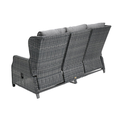 Buenos Aires 4 Piece Outdoor Recliner Sofa Set with Lift Ceramic Tabletop - Castle Grey/Grey