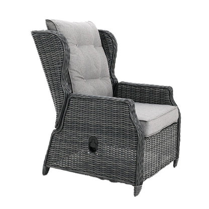 Buenos Aires 4 Piece Outdoor Recliner Sofa Set with Lift Ceramic Tabletop - Castle Grey/Grey