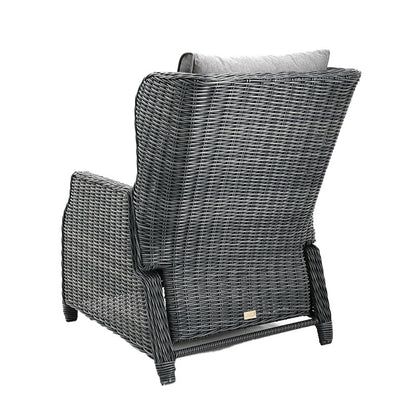 Buenos Aires 4 Piece Outdoor Recliner Sofa Set with Lift Ceramic Tabletop - Castle Grey/Grey