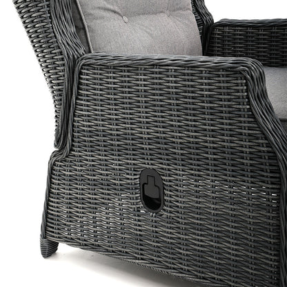 Buenos Aires 4 Piece Outdoor Recliner Sofa Set with Lift Ceramic Tabletop - Castle Grey/Grey