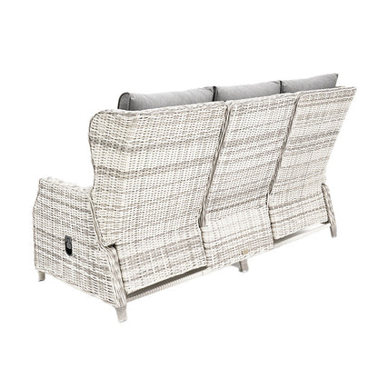 Buenos Aires 4 Piece Outdoor Recliner Sofa Set with Lift Ceramic Tabletop - Zen White/Grey