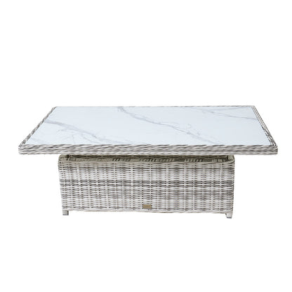 Buenos Aires 4 Piece Outdoor Recliner Sofa Set with Lift Ceramic Tabletop - Zen White/Grey