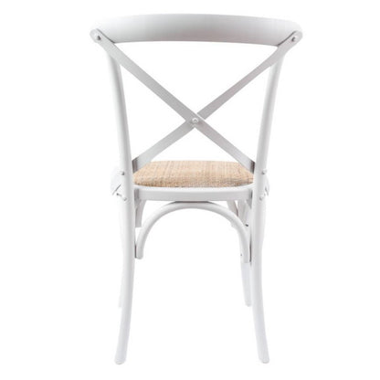 Café Cross Back Dining Chair - White/Rattan