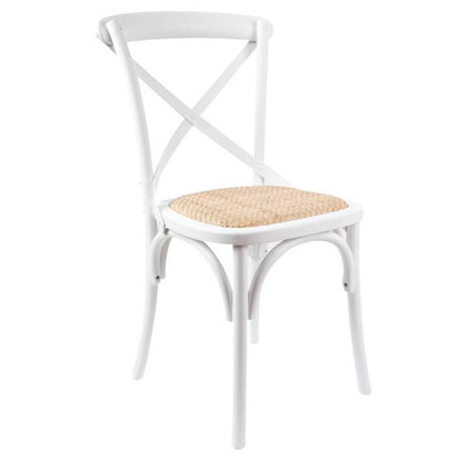 Café Cross Back Dining Chair - White/Rattan
