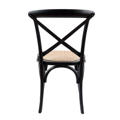 Café Cross Back Dining Chair - Black/Rattan