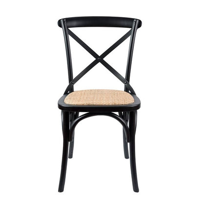 Café Cross Back Dining Chair - Black/Rattan