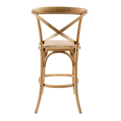 Café Cross Back Bar Stool - Oak/Rattan