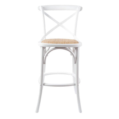 Café Cross Back Bar Stool - White/Rattan