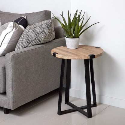 Capri Lamp Table - Light Oak/Black