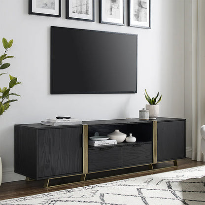 Capri 1800mm Entertainment Unit - Black Oak/Gold