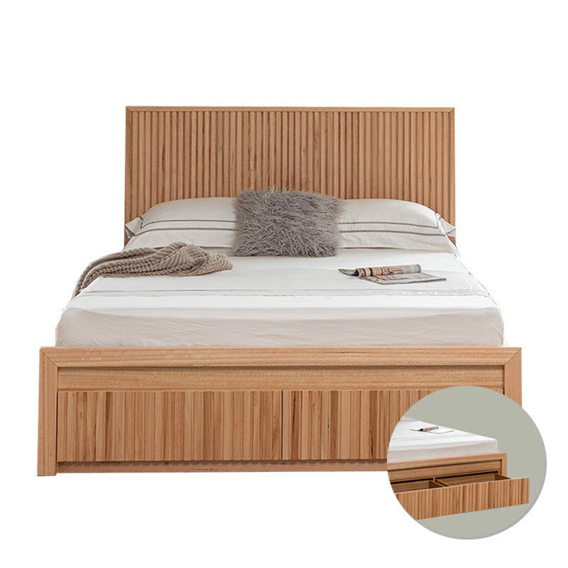 Cleo 4 Piece Queen Timber Bedroom Suite - Messmate/Natural