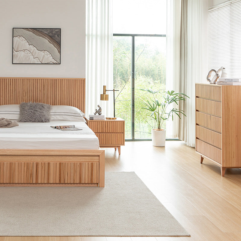 Cleo 4 Piece Queen Timber Bedroom Suite - Messmate/Natural