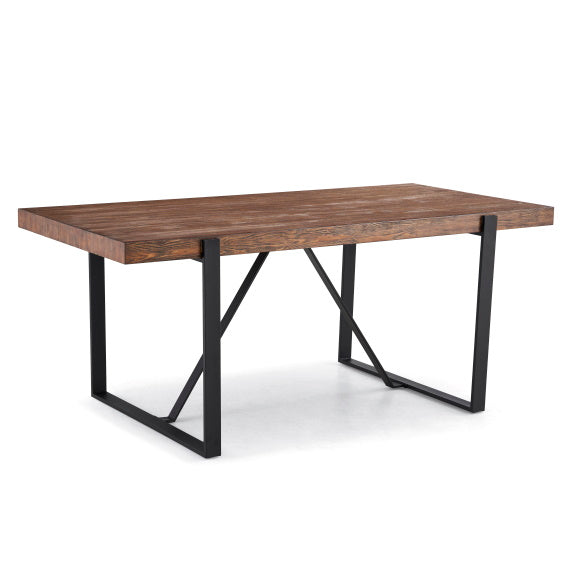 Cottage 240cm Timber Veneer Dining Table - Rustic Pine/Black