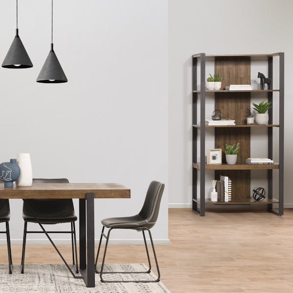 Cottage 240cm Timber Veneer Dining Table - Rustic Pine/Black