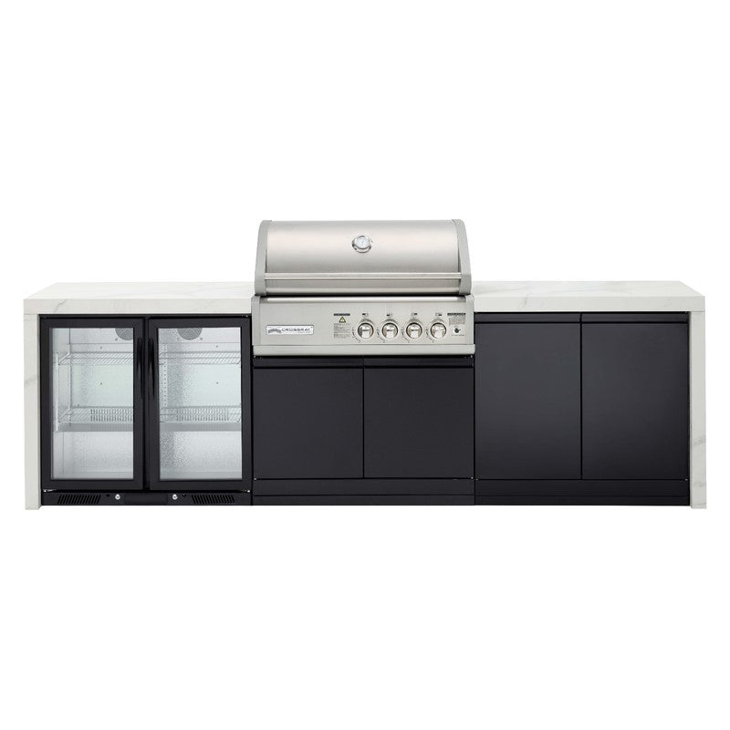 Crossray Premium 4B Outdoor Kitchens with 2 Door Fridge - White