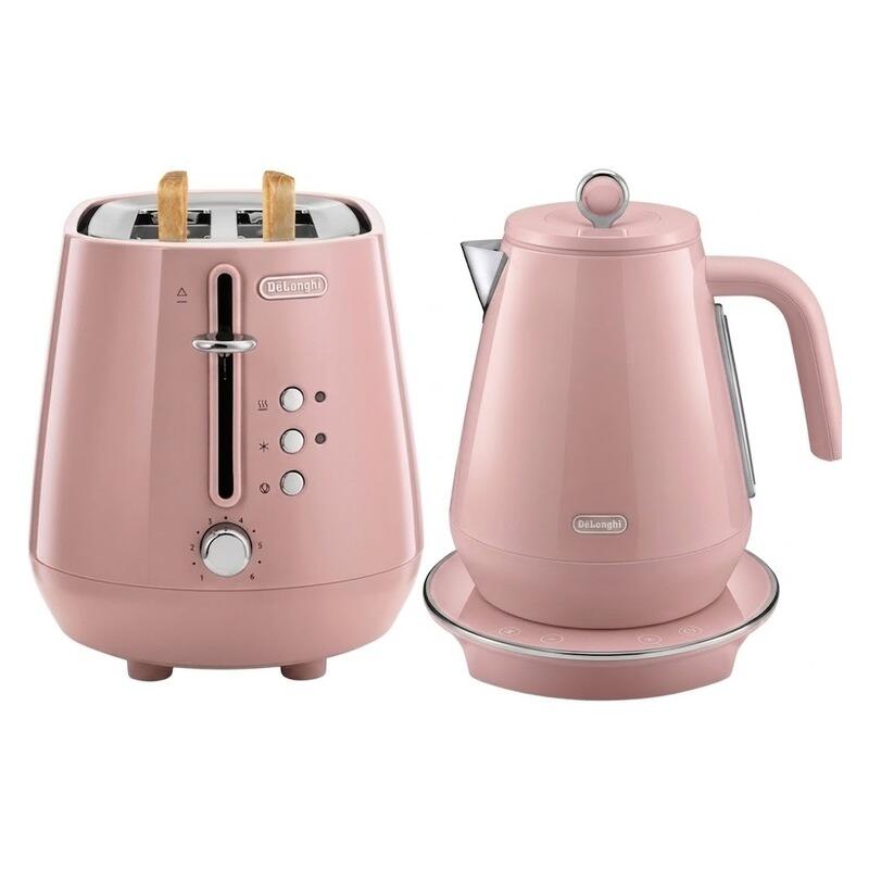 DeLonghi Eclecttica 1.7L Kettle and 2 Slice Toaster Breakfast Pack - Pink