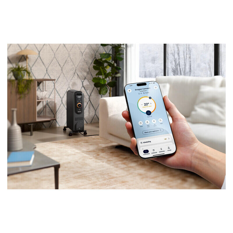 DeLonghi 2400W Dragon 5 Pro Smart Column Oil Heater - Black