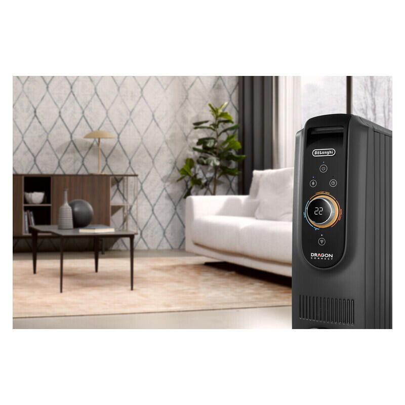 DeLonghi 2400W Dragon 5 Pro Smart Column Oil Heater - Black