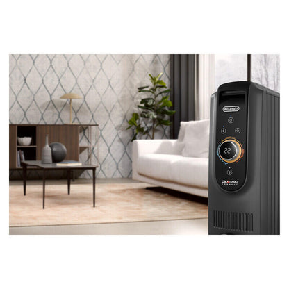 DeLonghi 2400W Dragon 5 Pro Smart Column Oil Heater - Black