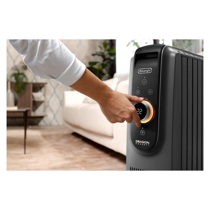 DeLonghi 2400W Dragon 5 Pro Smart Column Oil Heater - Black