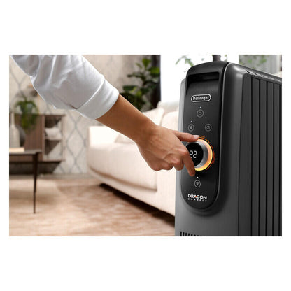 DeLonghi 2400W Dragon 5 Pro Smart Column Oil Heater - Black