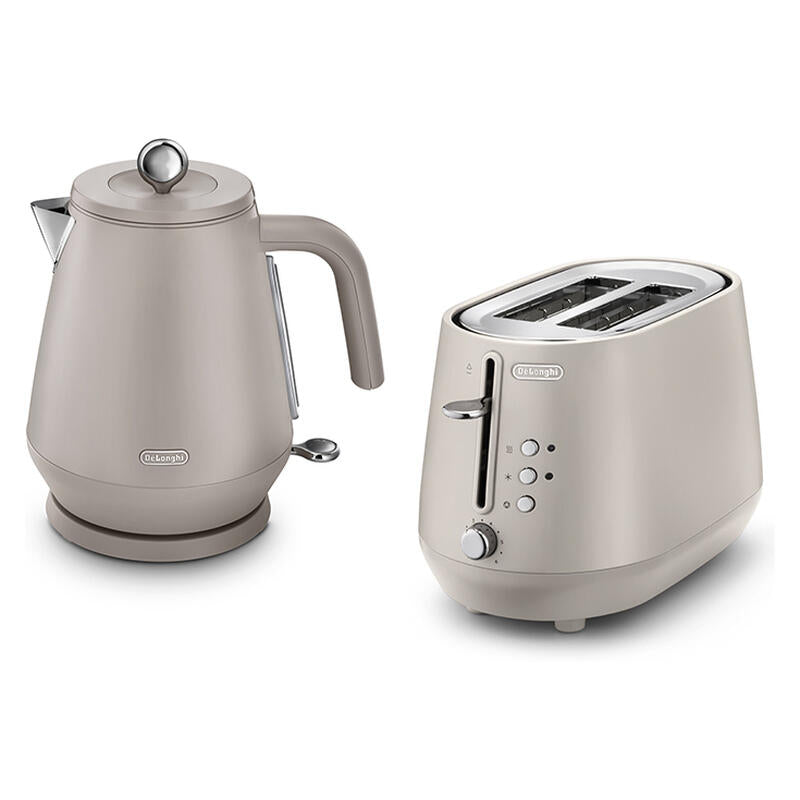 DeLonghi Eclecttica 1.7L Kettle and 2 Slice Toaster Breakfast Pack - Beige