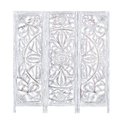 Diego Carved Timber Privacy Screen - White Antique