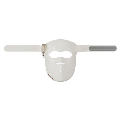A white LED facial therapy mask with a long arm and a textured gray side grip, shown against a plain white background.