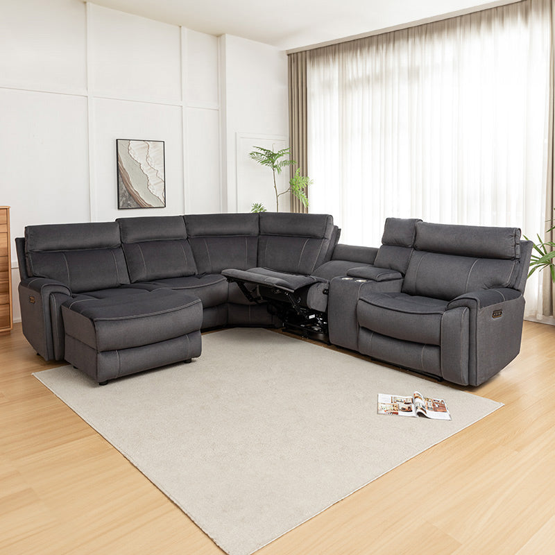 Dynasty 5 Seater Corner Fabric Lounge with LHF Chaise - Charcoal