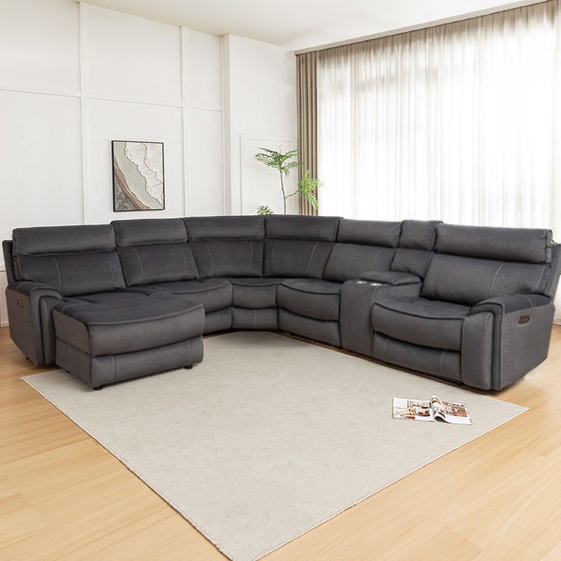 Dynasty 5 Seater Corner Fabric Lounge with LHF Chaise - Charcoal