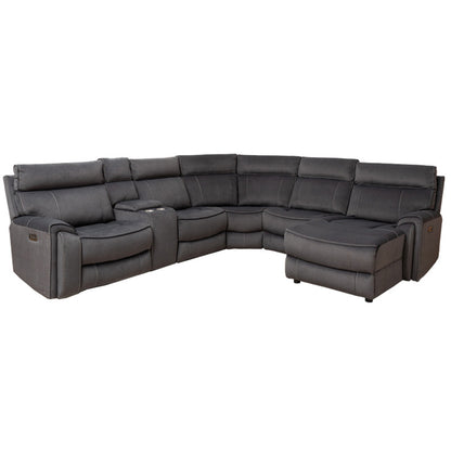 Dynasty 5 Seater Corner Fabric Lounge with RHF Chaise - Charcoal