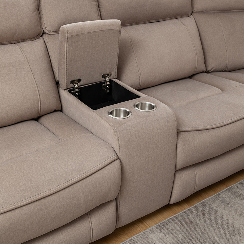 Dynasty 5 Seater Corner Fabric Lounge with LHF Chaise - Latte