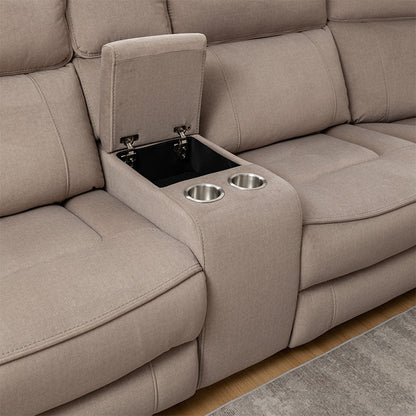Dynasty 5 Seater Corner Fabric Lounge with LHF Chaise - Latte