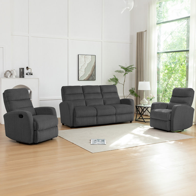 Echo 3 +1+1 Fabric Recliner Lounge Suite - Charcoal