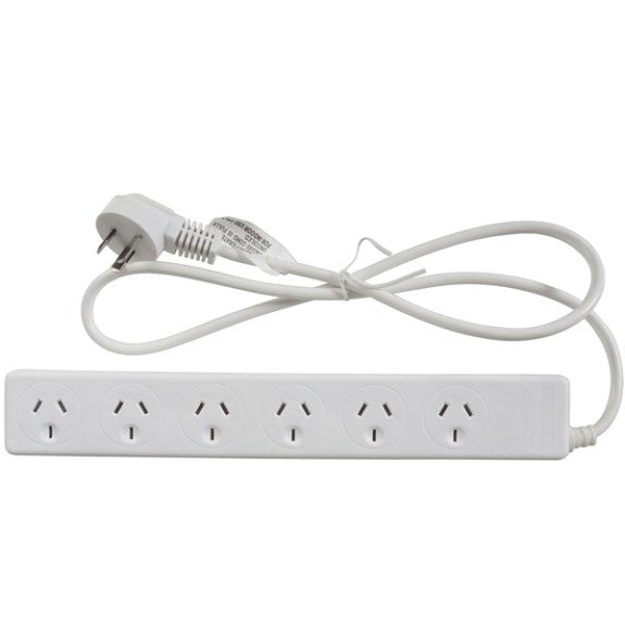 TECHBRANDS WHITE MAINS POWERBOARD 6way