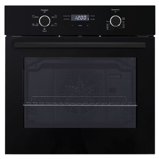 Emilia 60cm Built-In Oven with 5 Functions - Black Glass (Metro Series)