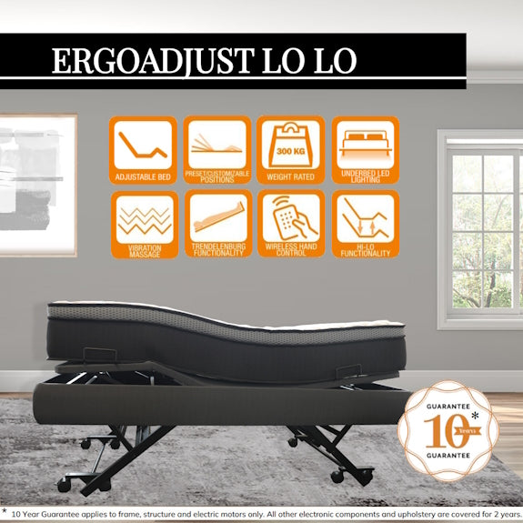 AVANTE ErgoAdjust Lo-Lo Adjustable Bed Base - King Single