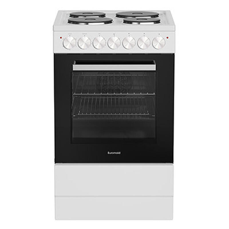 Euromaid 50cm Freestanding Oven with 4-Zone Hotplate Cooktop - White