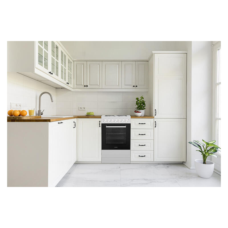 Euromaid 50cm Freestanding Oven with 4-Zone Hotplate Cooktop - White